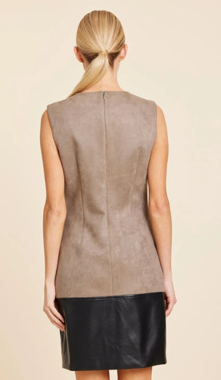 Dolce Cabo Faux Suede and Faux Leather Block Dress