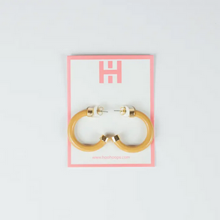 Hoo Hoops Lightweight Hypoallergenic Small Acrylic Hoop Earrings - Camel