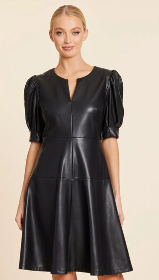 Dolce Cabo Black Faux Leather Short Sleeve Dress