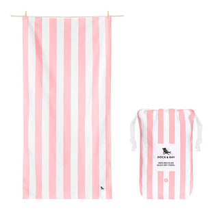 Dock & Bay Striped Sand Free Beach & Travel Towel in Malibu Pink