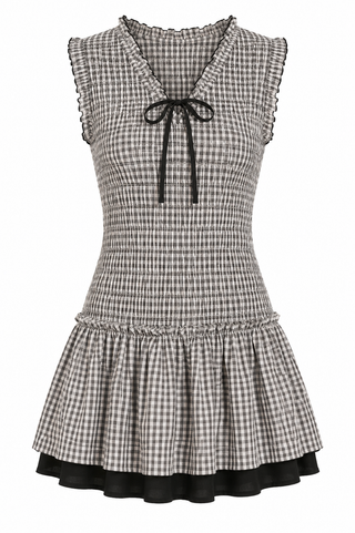 Elan White Gingham Smocked Dress