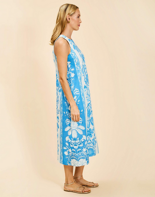 Mestiza Farfalle Midi Dress in Florentine Blue
