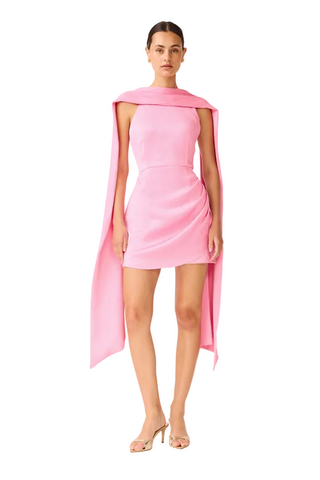 Elliatt Calista Neck Scarf Mini Dress in Pink