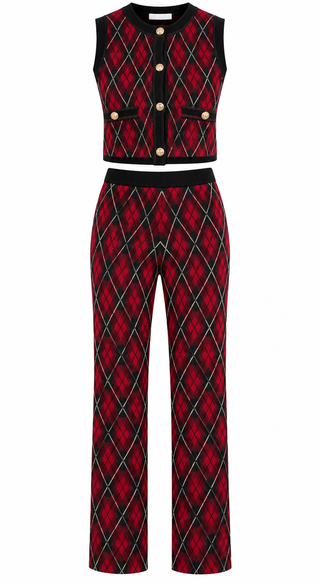 Saylor Tilden Festive Argyle Pant Set