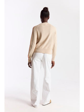 Brodie Geo Sleeve Crew in Calico / Tangerine