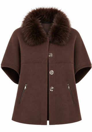 Dolce Cabo Espresso Cocoon Faux Fur Cardigan