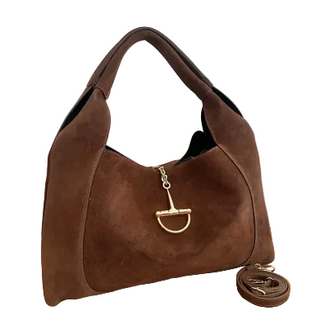 Zh Leather Bags Sveva Camoscio- Large - Chocolate Brown