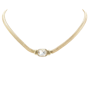 Emerald Charm & Snake Chain Choker