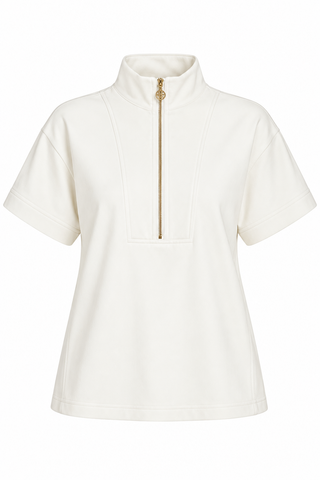 Dolce Cabo Creme Faux Leather Zip Up Top