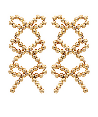 Monkee's Jewelry & ACC Ribbon Metal Ball 3 Drop Earrings / Gold