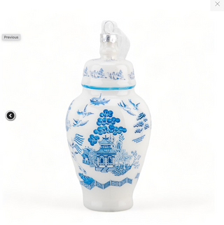 BLUE GINGER JAR GLASS ORNAMENT