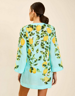 Mestiza Ines Caftan Mini Dress in Sorrento Citrus