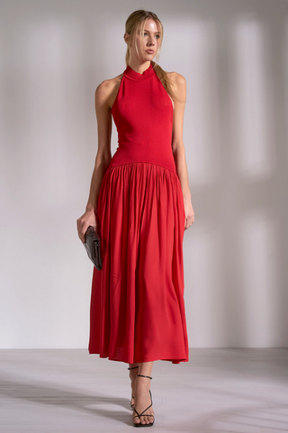elan maxi dress Elan Sweater Mix Maxi Dress M / Red