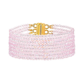 BuDhaGirl Meghan 8 Strand Crystal Bracelet- Pink
