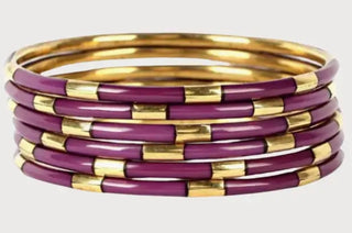 Budhagirl Amethyst Veda Bangles - Set Of 6 - Amethyst