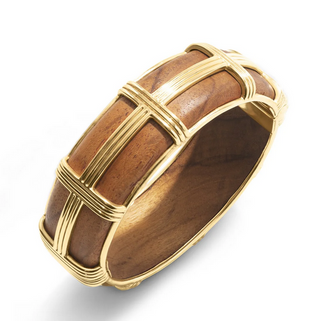 Gaia Hinged Bangle - Teak