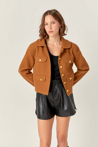 English Factory Gold Button Pointed Wool Jacket