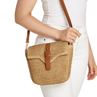 Two's Company Raffia Crossbody Bag