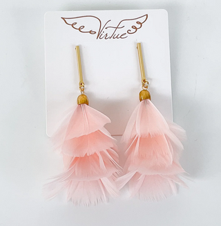 VIRTUE BAR POST PHEASANT FAN EARRING