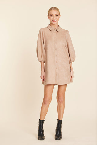 Dolce Cabo Faux Suede Puff Sleeve Shirt Dress