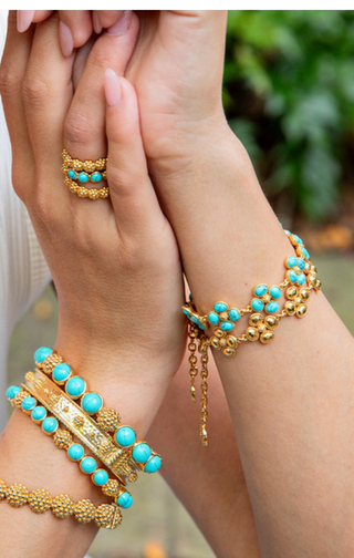 Capucine De Wulf Berry Gem Turquoise Hinged Bangle