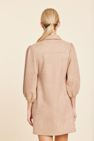 Dolce Cabo Faux Suede Puff Sleeve Shirt Dress