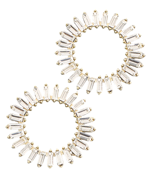 Rectangle Stone Circle Earrings | Multiple Colors