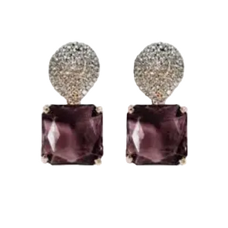 St Armands Designs Of Sarasota Smokey Plum Retro Pavé Crystal Gum Drop Earrings - Plum