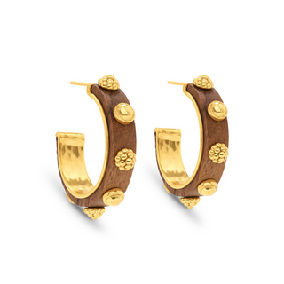 Capucine De Wulf Gaia Hoop Earrings In Hammered Gold , Teak