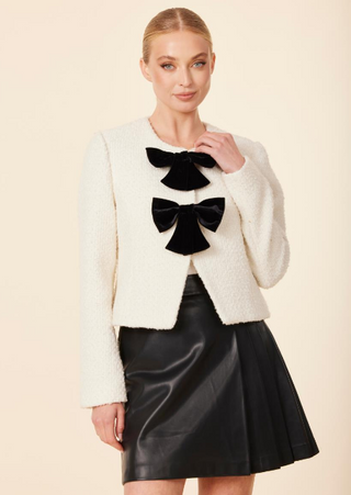 Dolce Cabo Velvet Bow Tweed Blazer