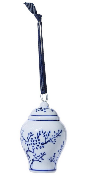 Two's Company Blue and White Temple Jar Ornament / 3 Designs