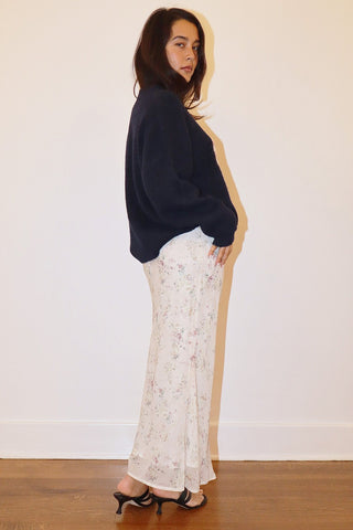 Bailey Rose Sailboat Knit Fuzzy Sweater in Navy