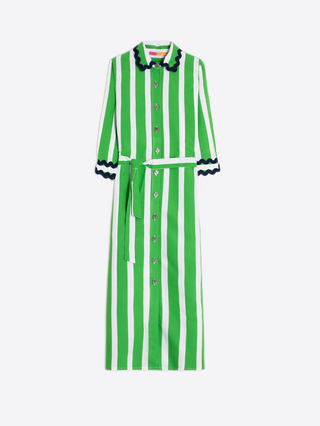 Vilagallo Green Striped Shirt Dress