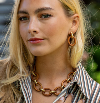 Capucine De Wulf Earth Goddess Link Drop Earrings - Teak