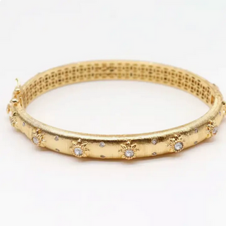 Hoopla Opera Bracelet the Marci Open Hinge Cz Wrap 18K Gold Bangle