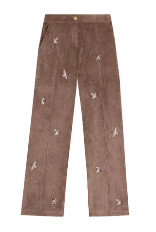 Vilagallo Duck Print Corduroy Trousers