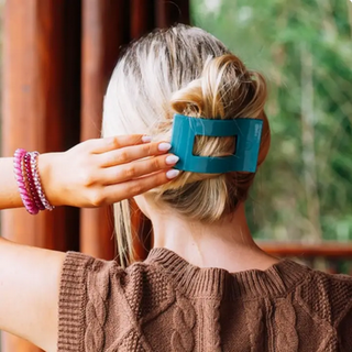 Teleties Teal with It Medium Flat Rectangle Hair Clip