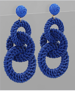 Monkee's Jewelry And Acc 3 Rattan Link Drop Earrings / 2 Color Options