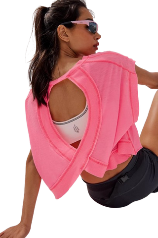 Free People My Time Tee in Hot Pink