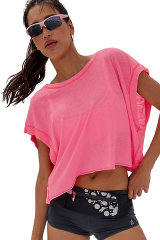 Free People My Time Tee in Hot Pink