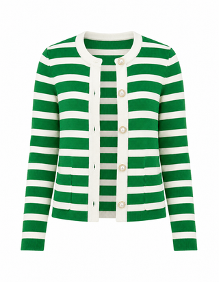 Prosperina Kennedy Cardigan In Green Tea Stripe