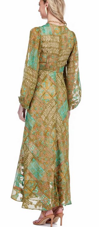 Jade Side Drape Pleated Maxi
