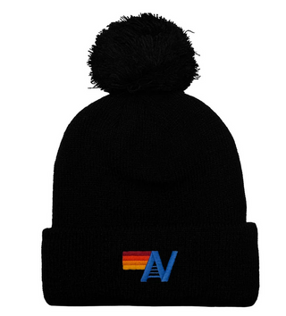 Aviator Nation Logo - Pom Pom Rib Beanie in Black