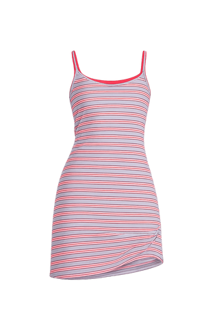 Bailey Rose Striped Scoop Neck Mini Dress in Dusty Blue