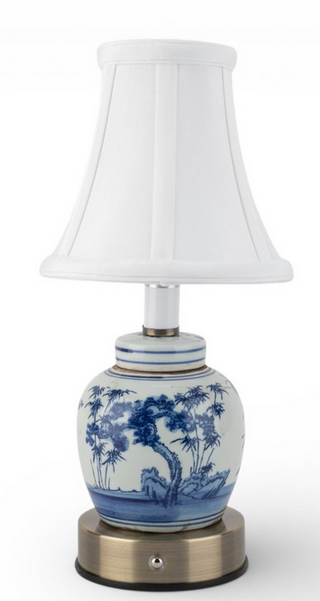 Porcelain Blue & White Lotus Vase Rechargeable Lamp