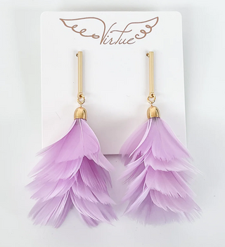 VIRTUE BAR POST PHEASANT FAN EARRING