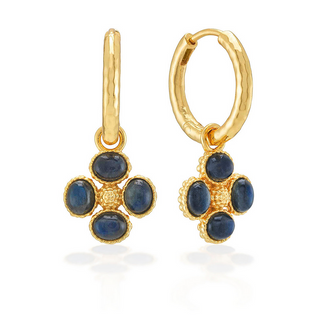 Capucine De Wulf Berry Clover Hoop Earrings With Double Sided Charm / Blue Labrodite