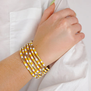 BuDhaGirl Yellow/White Veda Bangles - Set of 6