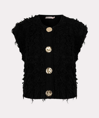 Esqualo Big Button Vest In Black