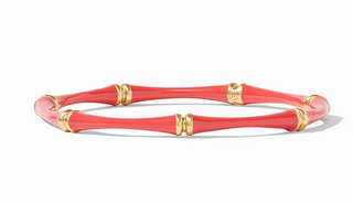 JULIE VOS BAMBOO BANGLE , GOLD CORAL ENAMEL